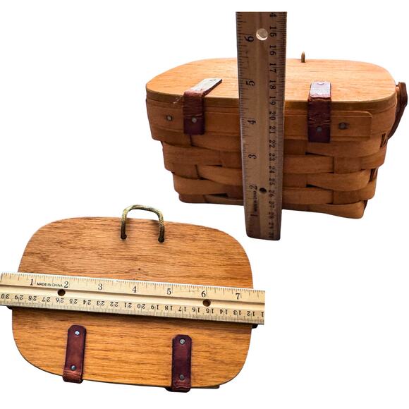 Vintage 1991 Longaberger Basket with Lid & Handle – Signed - Picture 5 of 12